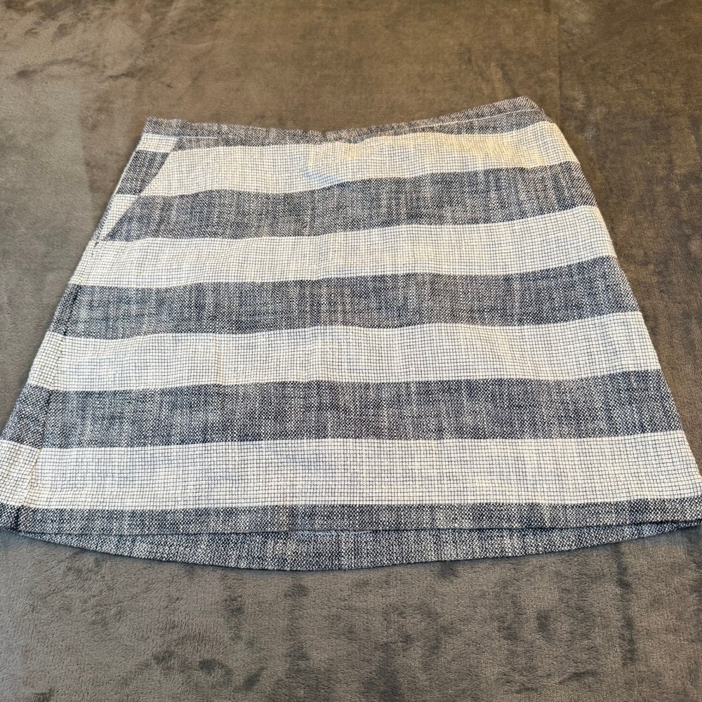A‎ New Day Striped A Line Skirt Women's Size Large Blue White Textured